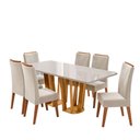 Ver imagem 2 de Mesa de Jantar 6 Lugares Mondini com Vidro Mel/off White/pastel - Viero Móveis