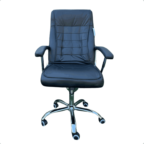 Cadeira Giratória Escritório Confortável Executiva Preta com Braço e Rodinhas