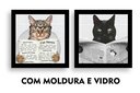 Ver imagem 1 de Kit 2 Quadros Decorativos Banheiro Toalete Lavabo Gato Jornal: Preto