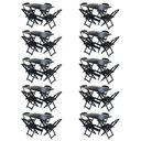 Ver imagem 1 de Kit 10 Conjuntos De Mesa Com 4 Cadeiras De Madeira Dobravel 120X70 Preto - Preto