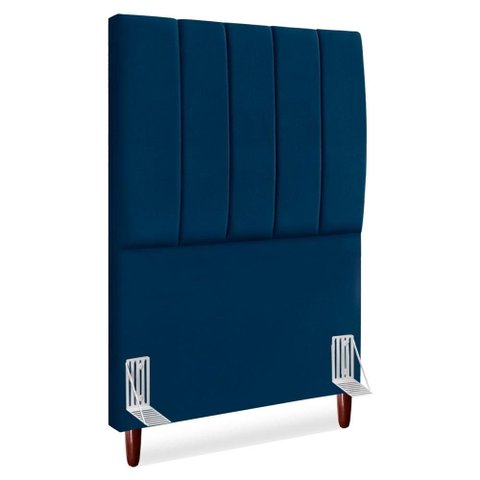Cabeceira Solteiro 100 Cm com Frame Carla Suede Azul Marinho Artte
