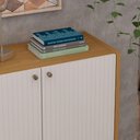 Ver imagem 4 de Buffet 2 Portas Frisadas 80cm com Pés de Madeira 100% Mdf Cor:cinamomo com White Laca Frisado