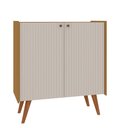 Ver imagem 2 de Buffet 2 Portas Frisadas 80cm com Pés de Madeira 100% Mdf Cor:cinamomo com White Laca Frisado