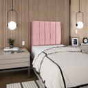 Ver imagem 1 de Cabeceira Estofada Solteiro Carla 90 Cm Veludo Rosê C/ Frame