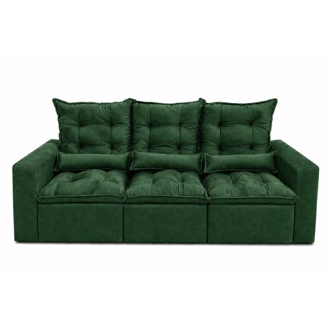 Sofá Retrátil e Reclinável 2,10m C/ 03 Módulos em Tecido Suede:verde