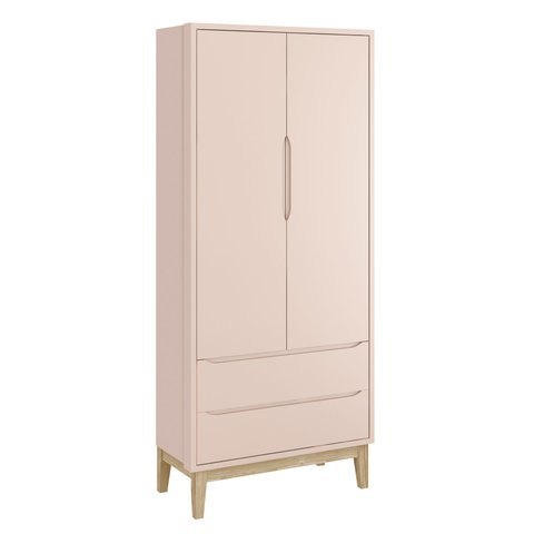 Guarda-Roupa Retrô 2 Portas Classic New Rosa Fosco com Natural - MoveisAqui