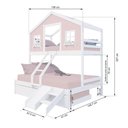 Ver imagem 3 de Treliche Casal/ Solteiro Casinha Dos Sonhos com Escada/ Escorregador Madeira Maciça Rosa/ Branco