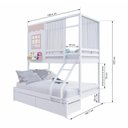 Ver imagem 4 de Beliche Casinha Reta Casal/ Solteiro com 02 Gavetas e Cortina Madeira Maciça Branco/ Rosa Housin