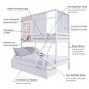 Ver imagem 3 de Beliche Casinha Reta Casal/ Solteiro com 02 Gavetas e Cortina Madeira Maciça Branco/ Rosa Housin