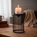 Ver imagem 1 de Castiçal Decorativo de Metal Preto 18x11x11cm Porta Vela Mesa Jantar Decoração