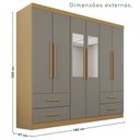 Ver imagem 3 de Guarda-Roupa Casal Modulado com Espelho 11 Portas 4 Gavetas Alemanha Cinza/Jequitibá/Granizo