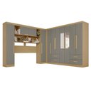 Ver imagem 2 de Guarda-Roupa Casal Modulado com Espelho 11 Portas 4 Gavetas Alemanha Cinza/Jequitibá/Granizo
