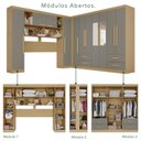 Ver imagem 6 de Guarda-Roupa Casal Modulado com Espelho 11 Portas 4 Gavetas Alemanha Cinza/Jequitibá/Granizo