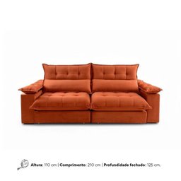 Sofá Retrátil e Reclinável Molas Ensacadas 2,10m Orquídea Vivaro Decor Suede Terracota - 8