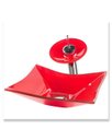 Ver imagem 1 de Cuba de Vidro 39cm + Torneira Cascata + Valvula-Kit Vermelho