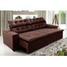 Sofá Concept 2,90 metros Retrátil e reclinável com Molas Suede Light Marrom - Sofá na Web - 2