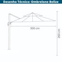 Ver imagem 3 de Ombrelone Lateral Belize Rivatti 300 cm em Aluminio com Base Cruz Capa Poliéster Fendi
