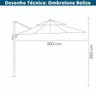 Ombrelone Lateral Belize Rivatti 300 cm em Aluminio com Base Cruz Capa Poliéster Fendi - 3