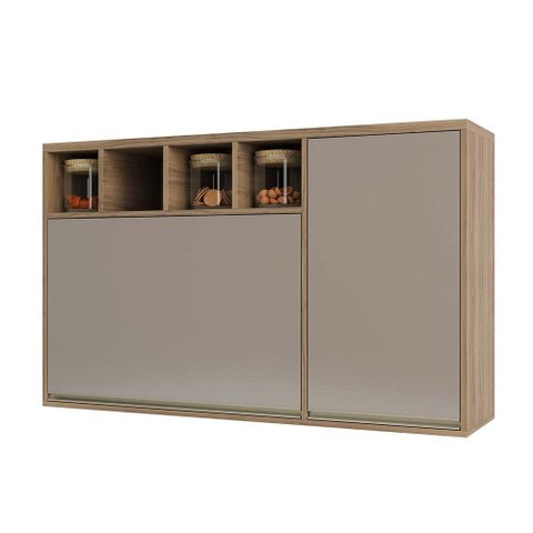 Armário Aéreo 120 Cm 1 Porta de Abrir 1 Porta Basculante e Nicho Superior Mel Luciane Móveis