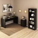 Ver imagem 1 de Conjunto 3 Peças com 1 Mesa para Escritório 1 Estante 1 Gaveteiro Espresso Móveis Preto