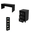 Ver imagem 2 de Kit 3 Peças com 1 Mesa para Escritório 1 Estante 1 Gaveteiro Espresso Móveis