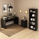Ver imagem 1 de Kit 3 Peças com 1 Mesa para Escritório 1 Estante 1 Gaveteiro Espresso Móveis