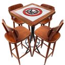 Ver imagem 1 de Cj Mesa Madeira Azulejo 60x60cm - Bistrô Fixa 98cm + 4 Banquetas 73 - Natural - Duff