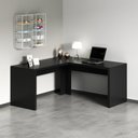 Ver imagem 3 de Conjunto 3 Peças com 1 Mesa em L 1 Estante 1 Gaveteiro Espresso Móveis Preto