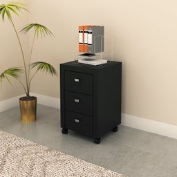 Kit 3 Peças com 1 Mesa em L 1 Estante 1 Gaveteiro Espresso Móveis - 10