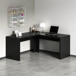 Kit 3 Peças com 1 Mesa em L 1 Estante 1 Gaveteiro Espresso Móveis - 3