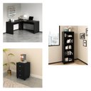 Ver imagem 2 de Conjunto 3 Peças com 1 Mesa em L 1 Estante 1 Gaveteiro Espresso Móveis Preto