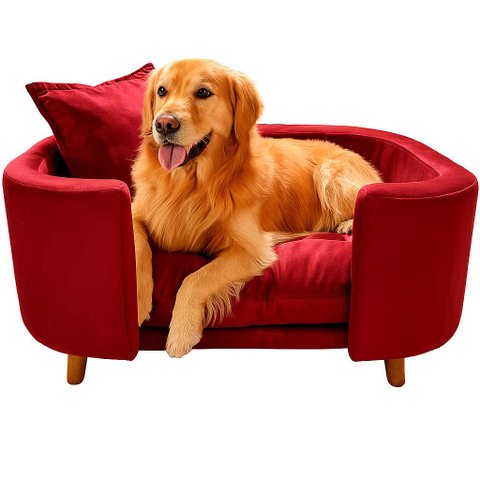 Sofá Caminha Grande Porte Pet Luxo em Sued Premium: Vermelho
