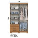 Ver imagem 5 de Guarda Roupa Solteiro Caju 4 Portas e 3 Gavetas Cinamomo - Móveis Henn