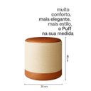 Ver imagem 7 de Kit 2 Puff Plus Banquinho Redondo Decorativo em Linho Base e Tampo Courino Bege/ Caramelo