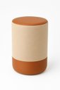 Ver imagem 6 de Kit 2 Puff Plus Banquinho Redondo Decorativo em Linho Base e Tampo Courino Bege/ Caramelo