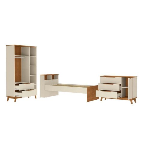 Quarto Infantil Completo Crescer CB1490 em MDP Acabamento BP Argila-Jequetiba Kappesberg