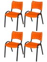 Ver imagem 2 de Cadeira Iso Base Preto Escola, Escritório -laranja Kit 4 Un