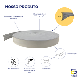 Moldura Guarnição Rodameio Eva Autocolante Marte 7cmx5mm 15 Metros - Cinza - 3