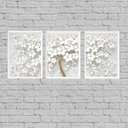 Ver imagem 1 de Kit 3 Quadros Árvore Flores Brancas 45x34cm:Madeira branca