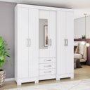 Ver imagem 1 de Guarda-Roupa Casal 6 Portas 3 Gavetas com Espelho Santorini Henn Branco