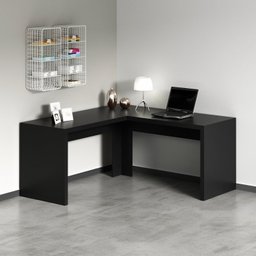 Kit 4 Peças com 1 Mesa em L 1 Balcão 1 Gaveteiro 1 Estante Espresso Móveis - 13