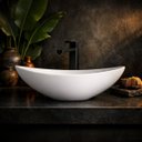 Ver imagem 5 de Cuba Apoio Banheiro Lavabo Oval 40cm Branca Brilho Brilhante Pia Design Moderno Estilo Industrial