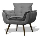 Ver imagem 3 de Kit 2 Poltronas Opalas com Puff Redondo Suede Grafite