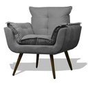 Ver imagem 3 de Kit 2 Poltronas Opalas com Puff Redondo Suede Grafite