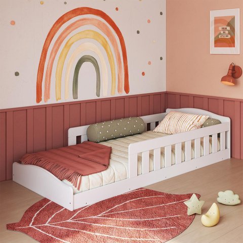 Cama de Chão Montessoriana de Solteiro Encanto Branco