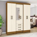 Ver imagem 1 de Guarda-Roupa Casal 6 Portas 3 Gavetas com Espelho Santorini Henn Branco/Nature/Off White