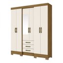 Ver imagem 2 de Guarda-Roupa Casal 6 Portas 3 Gavetas com Espelho Santorini Henn Branco/Nature/Off White