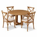 Ver imagem 2 de Mesa de Jantar Redonda Belly 117cm Ypê N01 com 4 Cadeiras Ávila Suede Bege - Lyam Decor