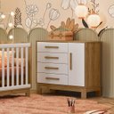 Ver imagem 1 de Cômoda Sapateira 4 Gavetas 1 Porta Q Encanto Slim Mdf: Freijo Branco