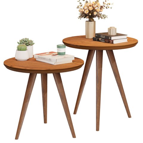 Conjunto 2 Mesas Retrô Pés Palito Apoio e Lateral Star - Jm3:freijó